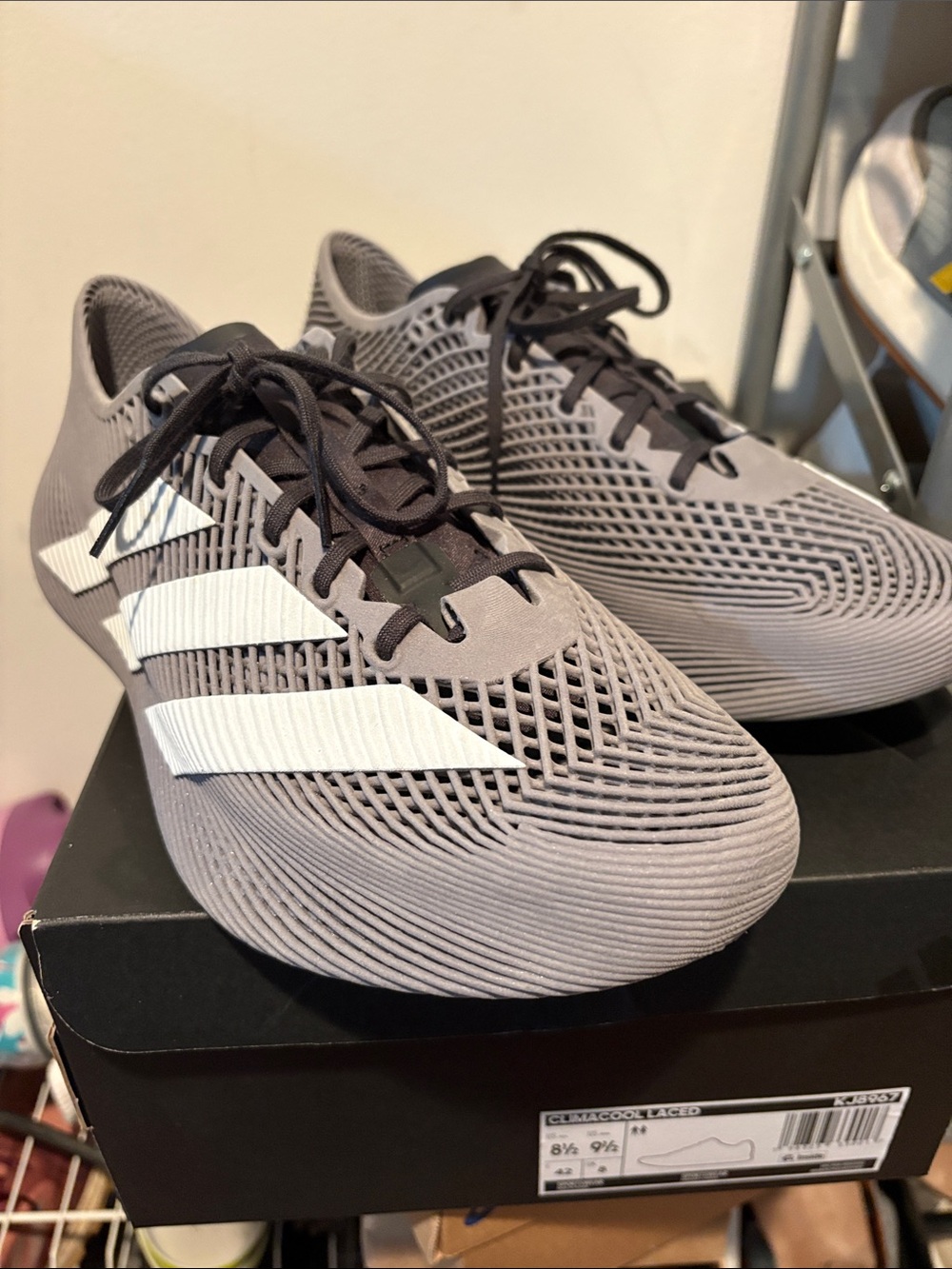 adidas Gray and White Climacool Athletic Training Shoes